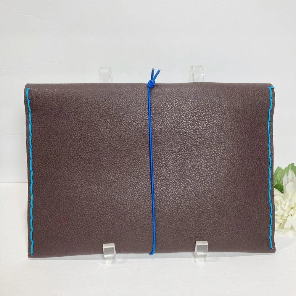 Beaded Funky Faux Leather Document Envelope With Elastic Band Closure NEW